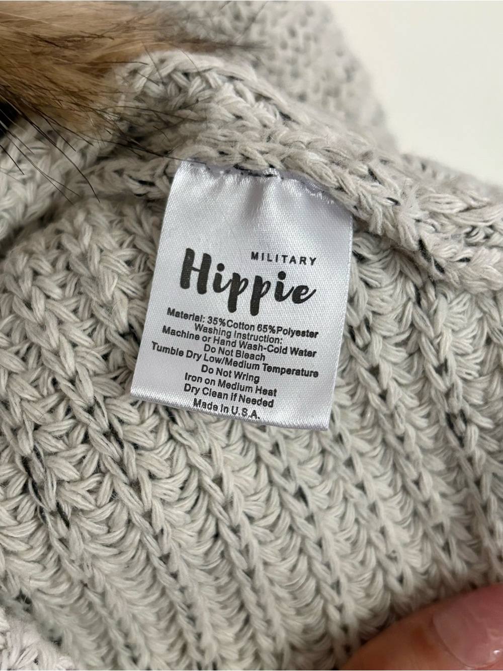 Military Hippie Felicity Cable Knit Cardigan with Faux Fur Trim - Picture 4 of 4